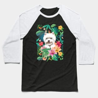 Tropical Westie West Highland white terrier Puppy Baseball T-Shirt